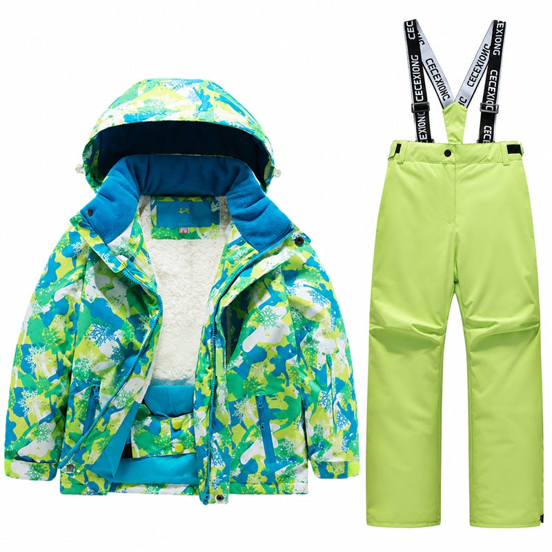 Kids' Cozy Fleece-Lined Printed Snow Outfit