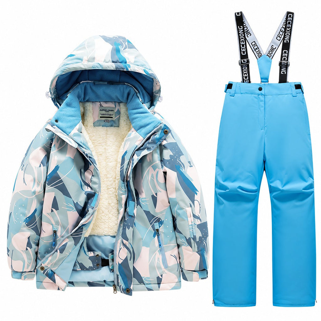 Kids' Printed Winter Ski Jacket and Bib Set