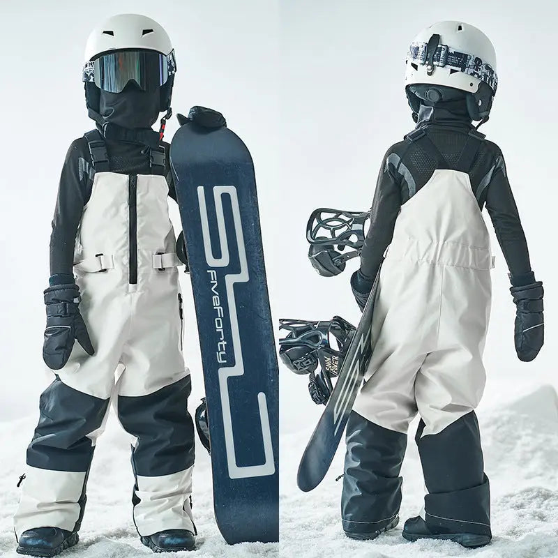Children's Ski Bibs Patchwork Adjustable Snowboarding Pants