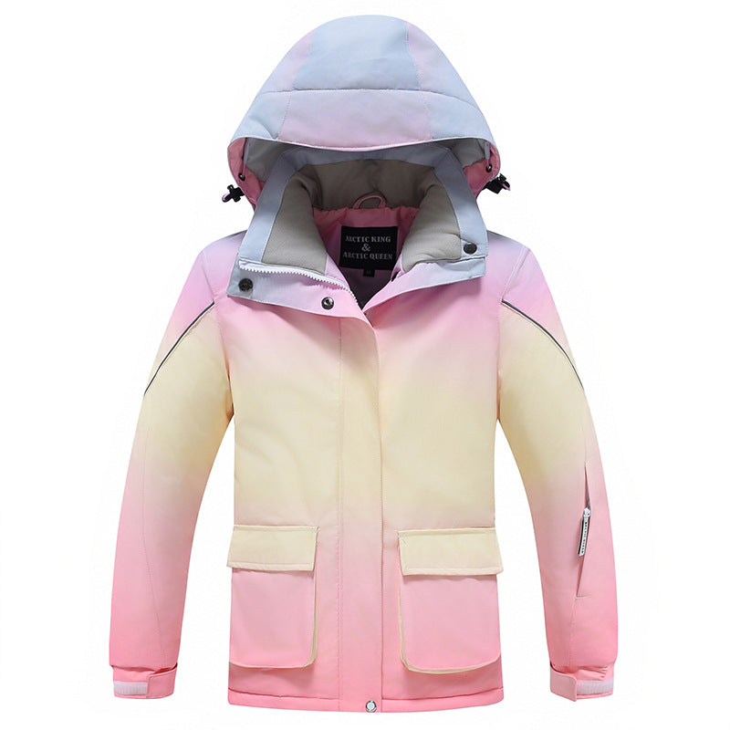 Kids' Rainbow-Gradient Insulated Snow Jacket and Bibs