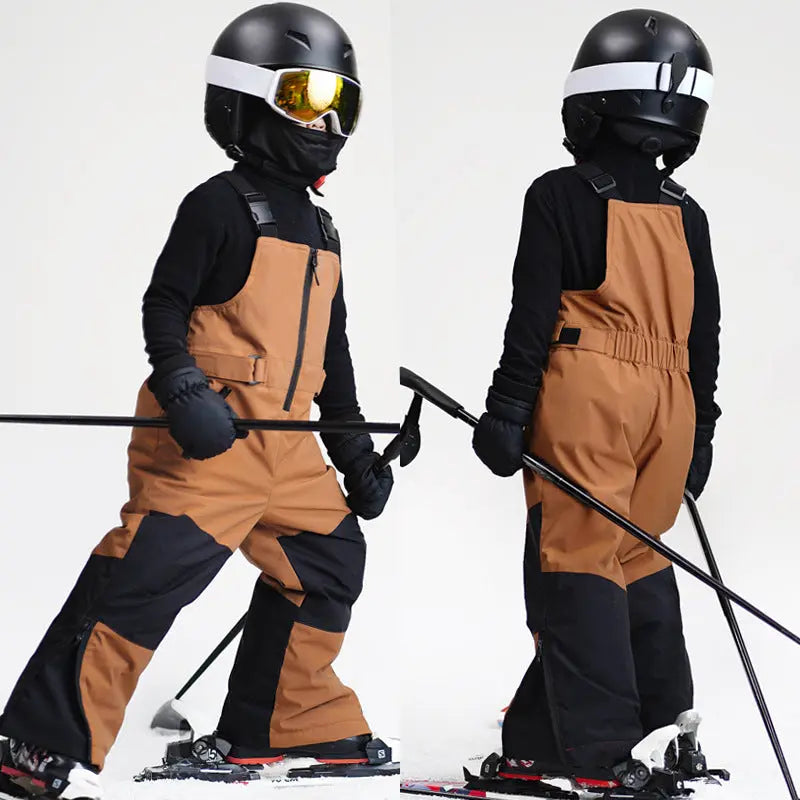 Children's Ski Bibs Patchwork Adjustable Snowboarding Pants