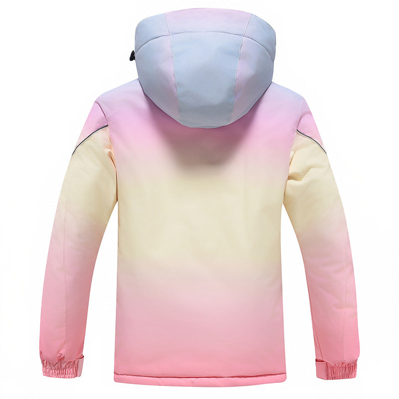Kids' Rainbow-Gradient Insulated Snow Jacket and Bibs