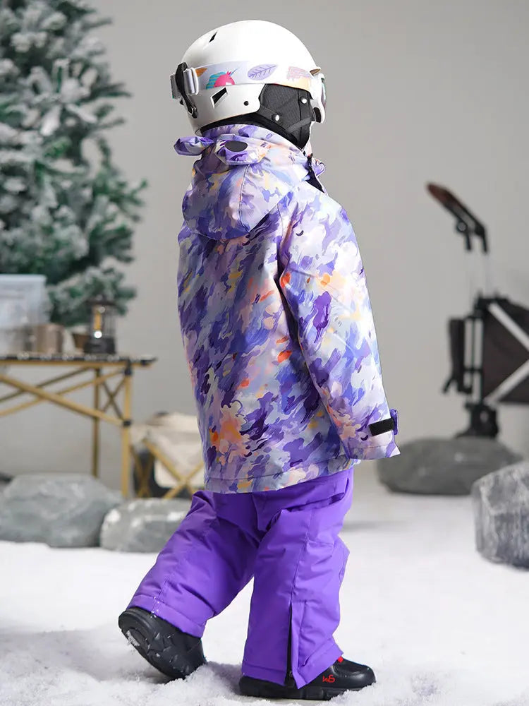 Kids Camo Ski Snowboarding Jacket & Bibs Pants