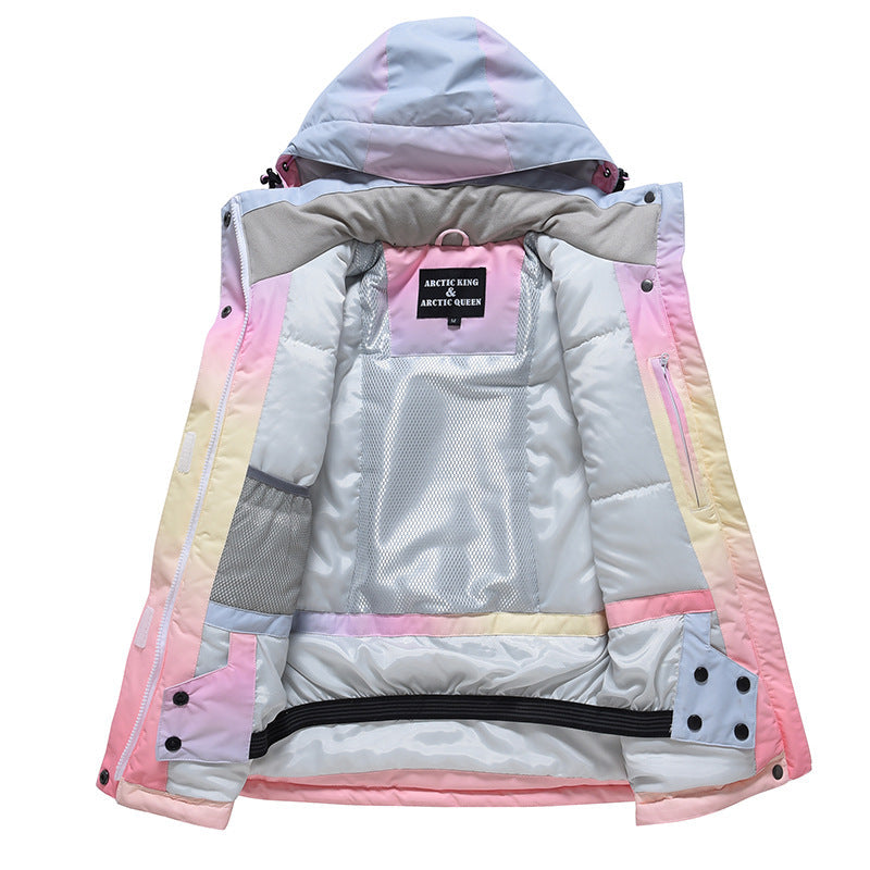 Kids' Rainbow-Gradient Insulated Snow Jacket and Bibs