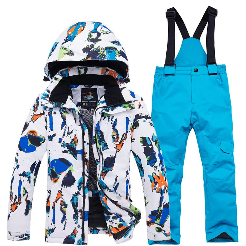 Kids Snowsuit Ski Pants Jacket Waterproof Snowbibs for Boys Girls