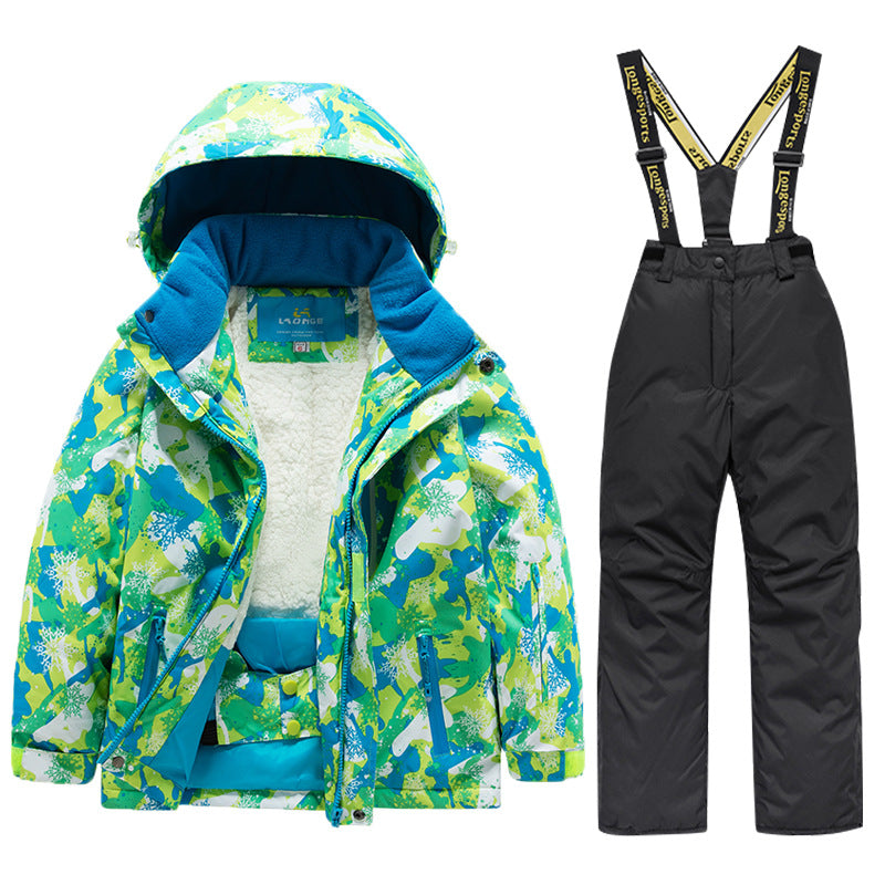 Kids' Cozy Fleece-Lined Printed Snow Outfit