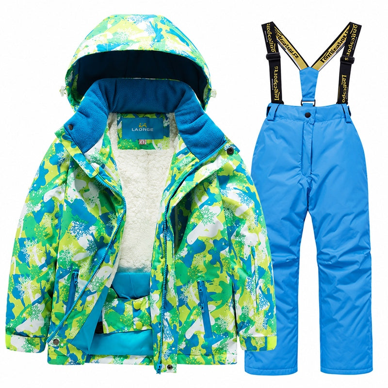 Kids' Cozy Fleece-Lined Printed Snow Outfit