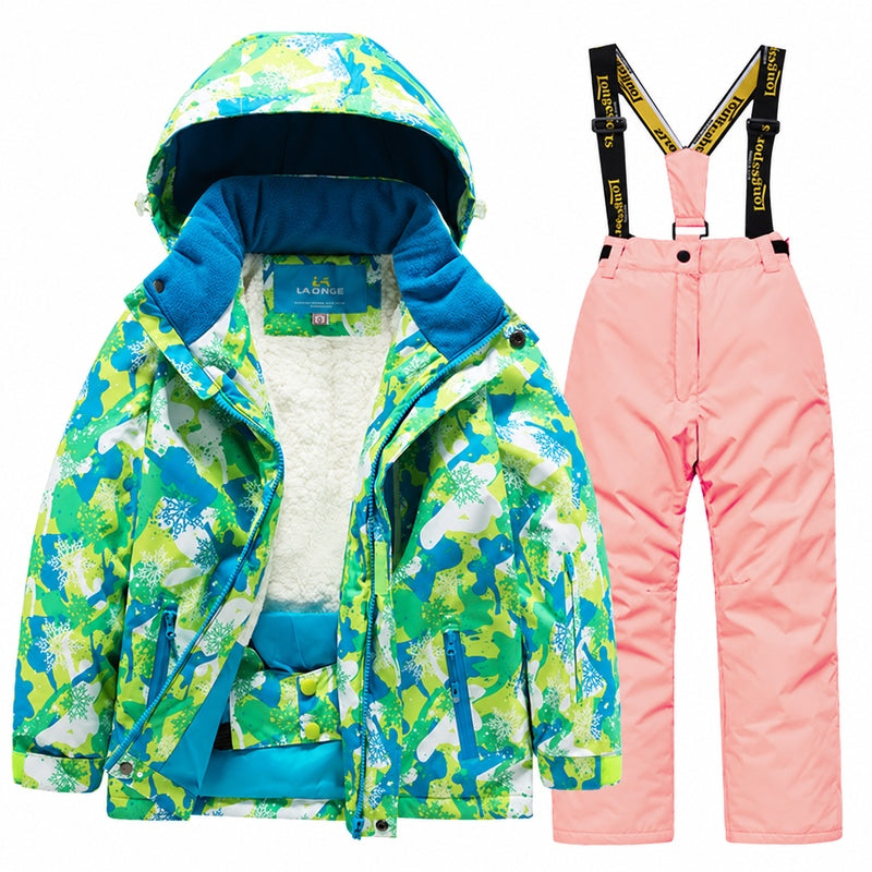 Kids' Cozy Fleece-Lined Printed Snow Outfit