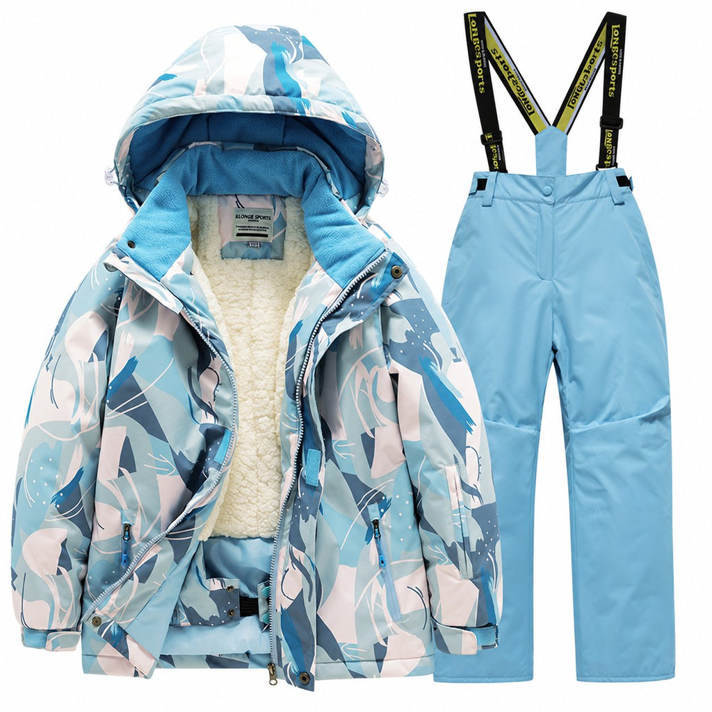 Kids' Printed Winter Ski Jacket and Bib Set