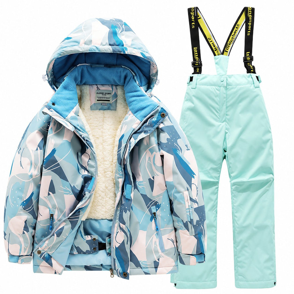 Kids' Printed Winter Ski Jacket and Bib Set