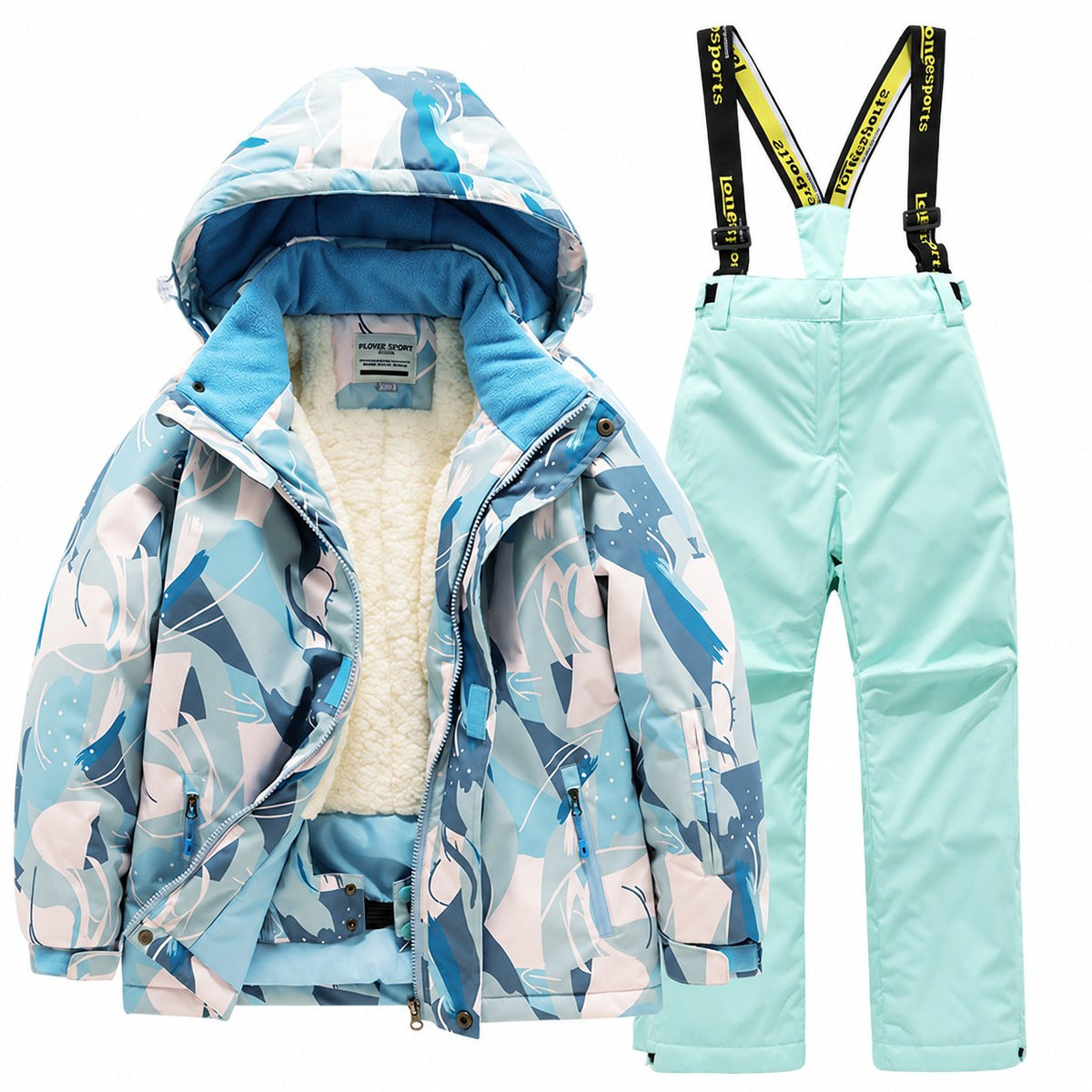 Kids' Printed Winter Ski Jacket and Bib Set