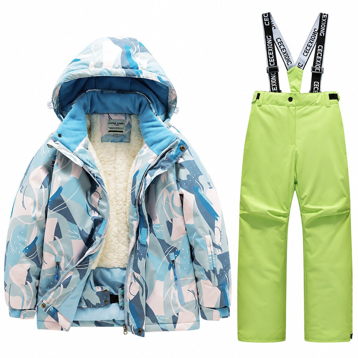 Kids' Printed Winter Ski Jacket and Bib Set