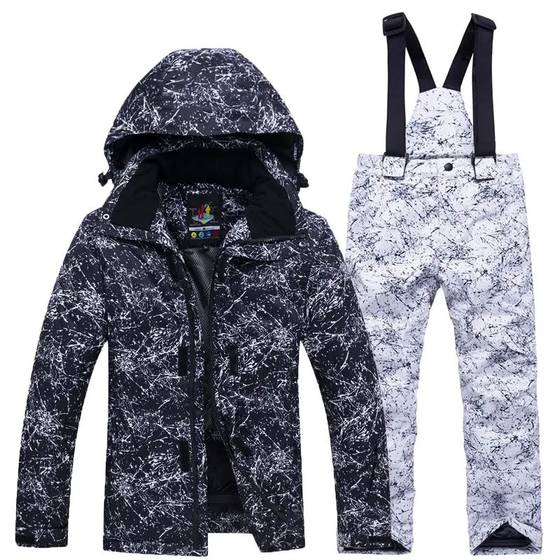 Kids Snowsuit Ski Pants Jacket Waterproof Snowbibs for Boys Girls