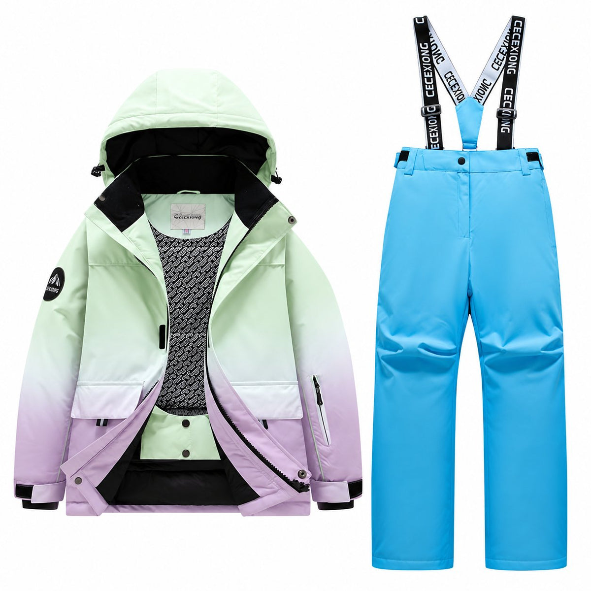 Kids' Gradient Snow Jacket and Bib Overalls