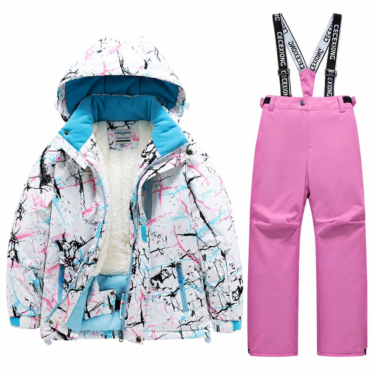Kids' Printed Winter Ski Jacket and Bib Set