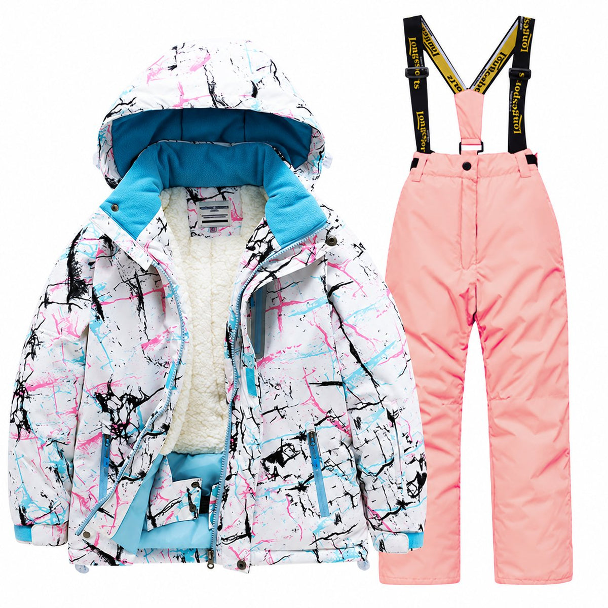 Kids' Printed Winter Ski Jacket and Bib Set