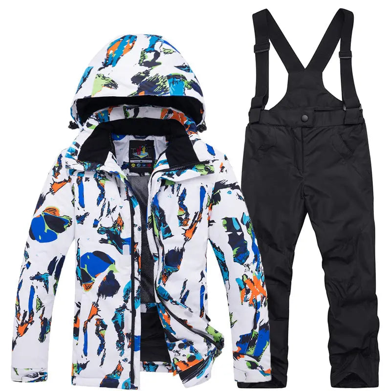 Kids Snowsuit Ski Pants Jacket Waterproof Snowbibs for Boys Girls