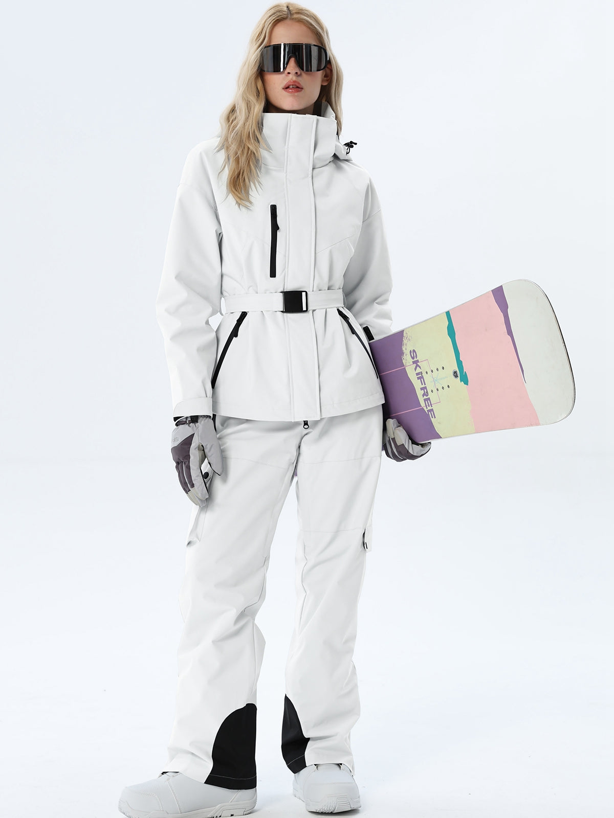 Women's Coordinated Belted Snow Jacket and Pants