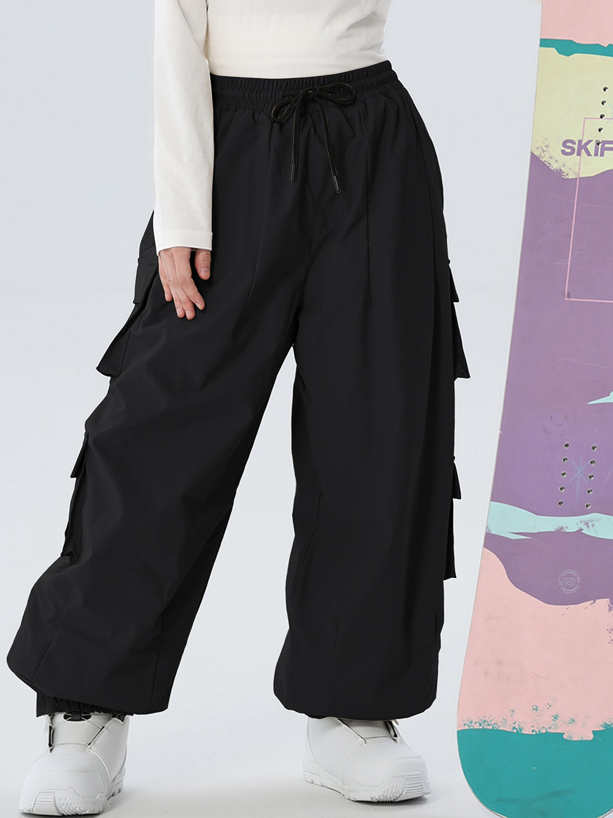 Women's Drawstring-Waist Baggy Snow Pants