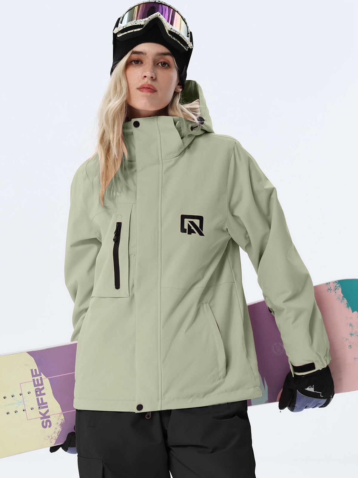 Women's Hooded Ski Jacket and Bib Overalls Combo
