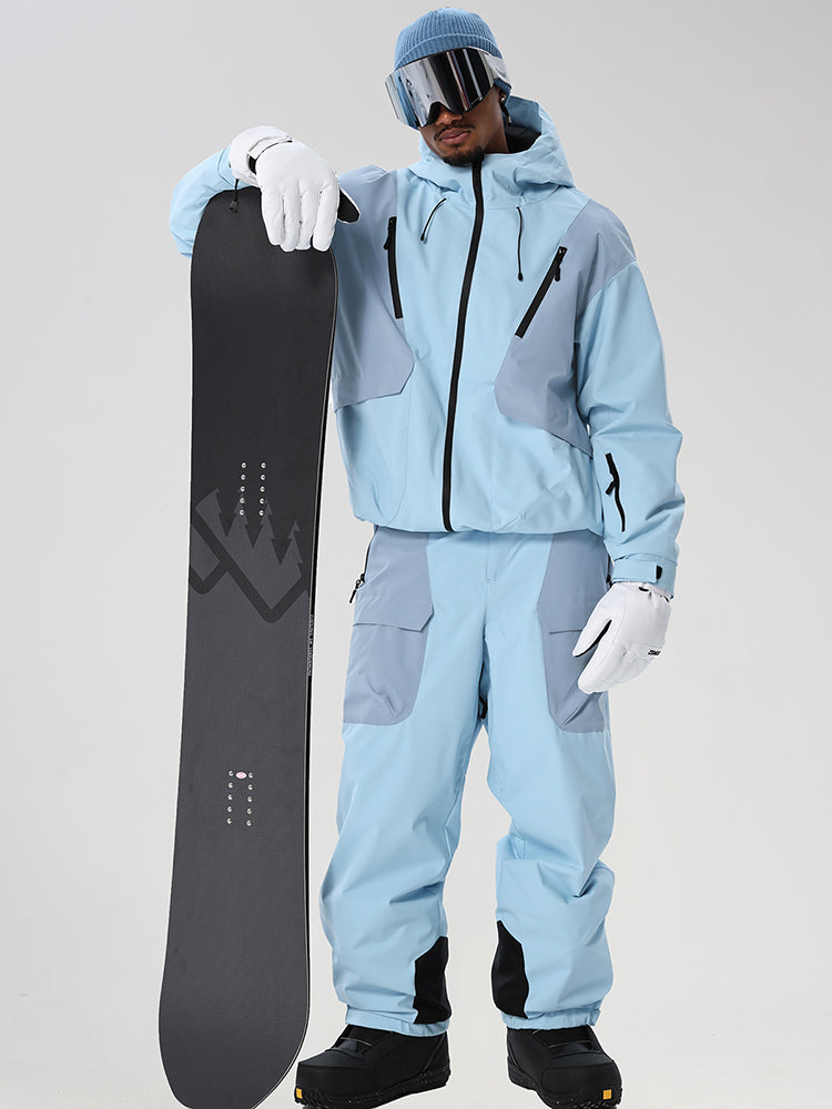 Men's Retro Color-Panel Jacket and Cargo Pants Set