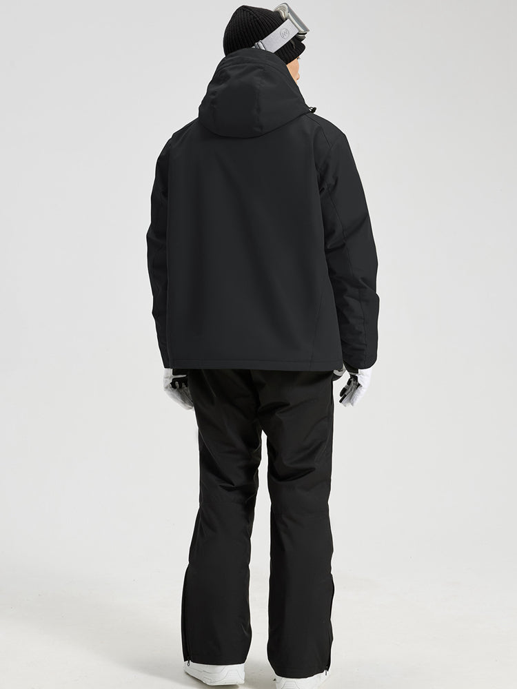 Men's Hooded Cargo Snow Jacket and Bib-Style Pants