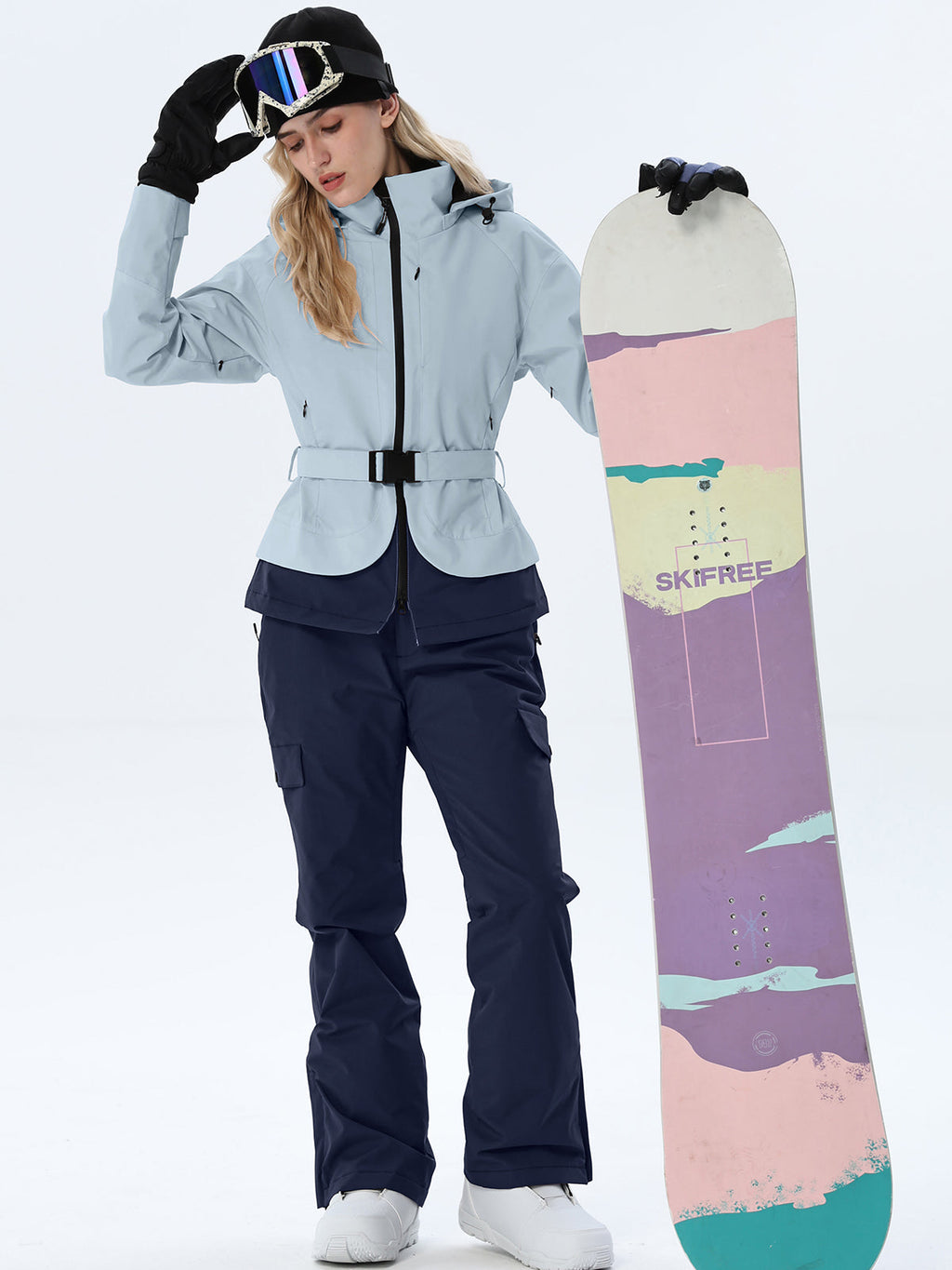 Women's Two-Tone Ski Outfit with Adjustable Waist Belt