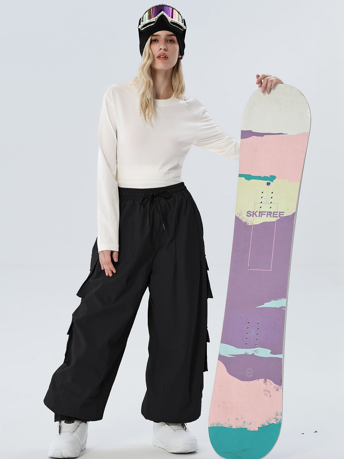 Women's Drawstring-Waist Baggy Snow Pants