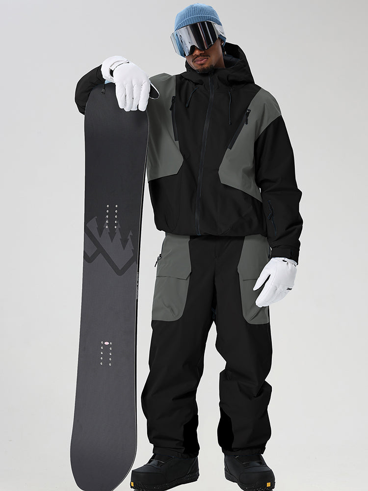 Men's Retro Color-Panel Jacket and Cargo Pants Set