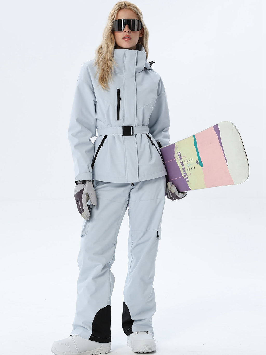 Women's Coordinated Belted Snow Jacket and Pants