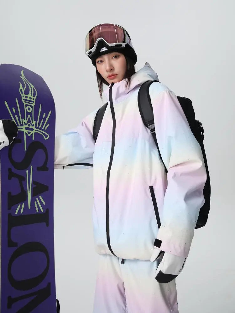 Women Cute Rainbow Snow Suit Winter Outwear for Sports