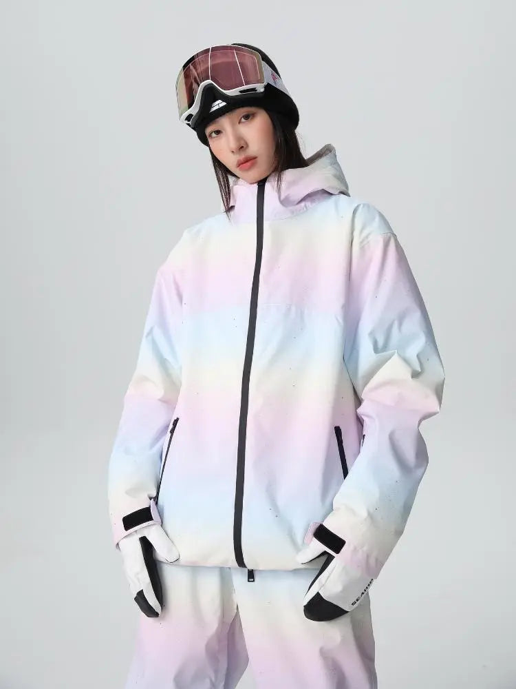 Women Cute Rainbow Snow Suit Winter Outwear for Sports