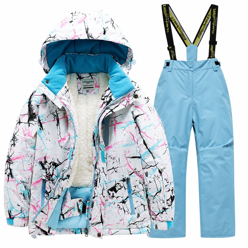 Kids' Printed Winter Ski Jacket and Bib Set