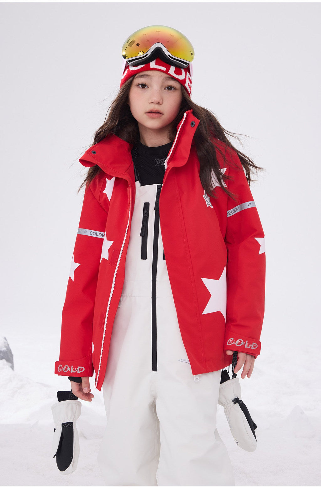 Kids' Star-Pattern Waterproof Ski Shell Jacket