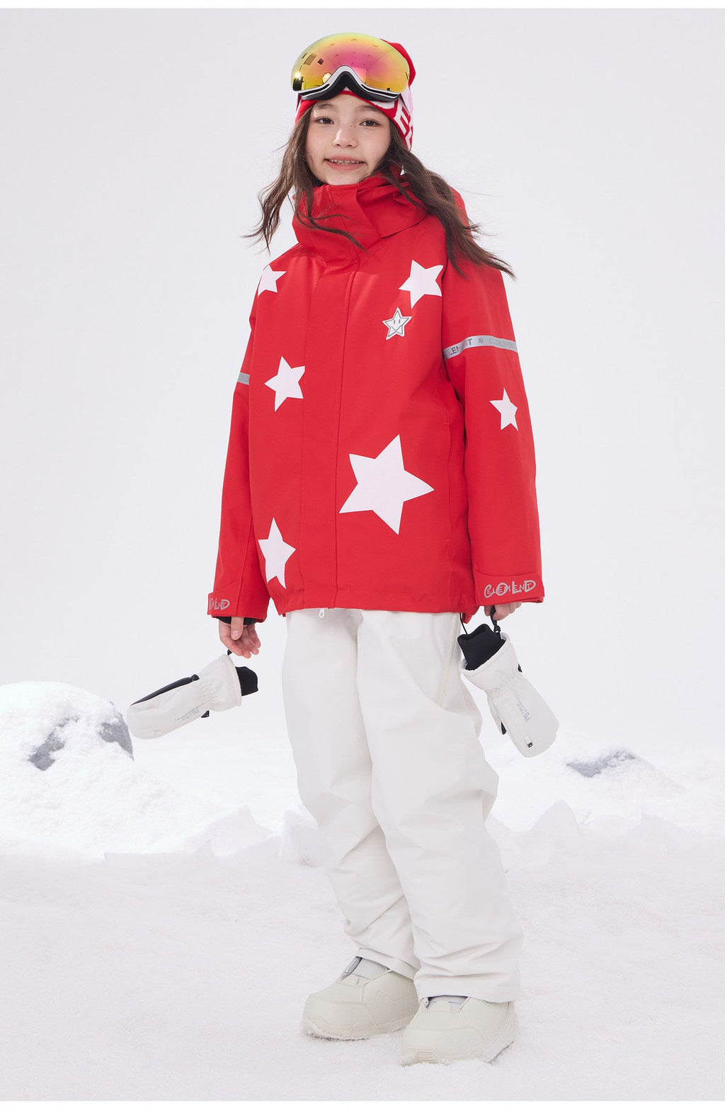 Kids' Star-Pattern Waterproof Ski Shell Jacket