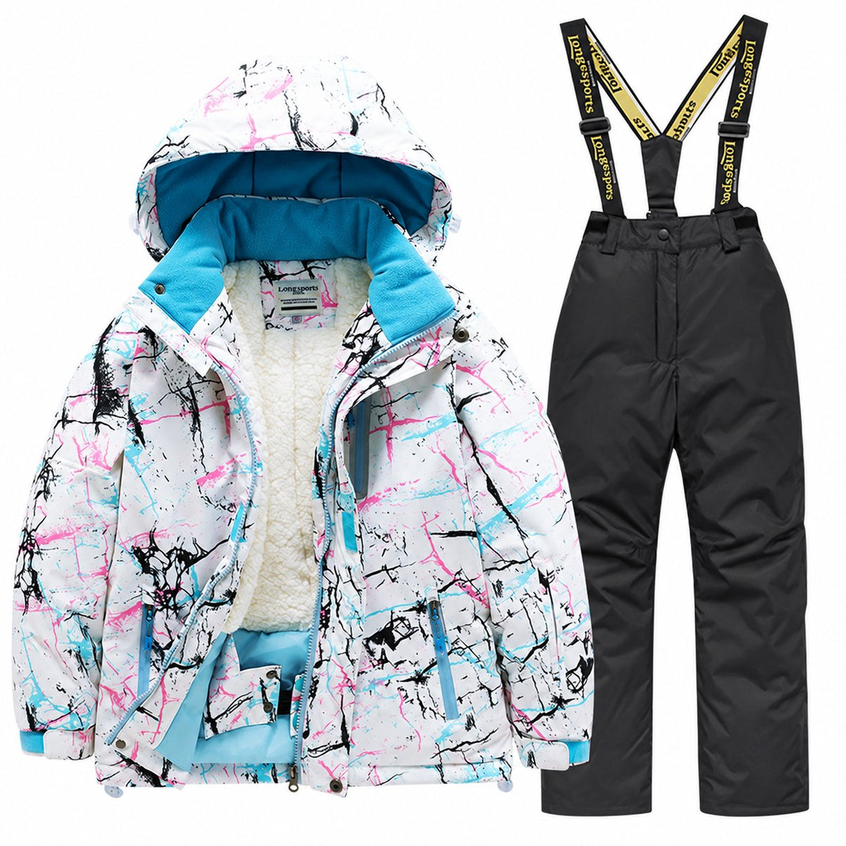Kids' Printed Winter Ski Jacket and Bib Set