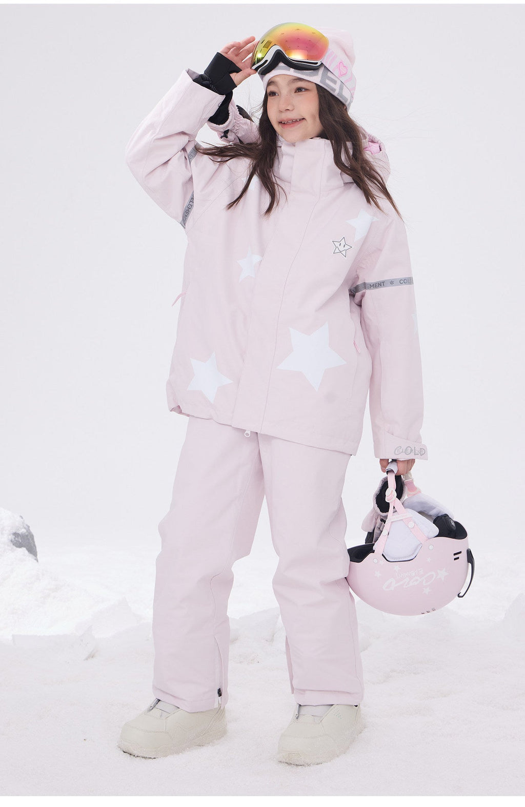 Kids' Star-Pattern Waterproof Ski Shell Jacket
