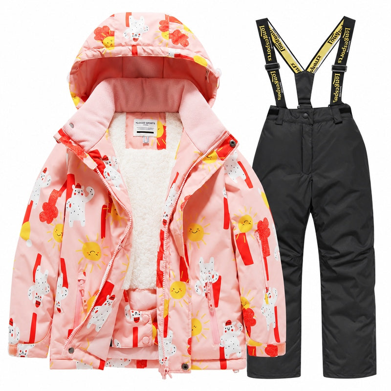 Kids' Cozy Fleece-Lined Printed Snow Outfit