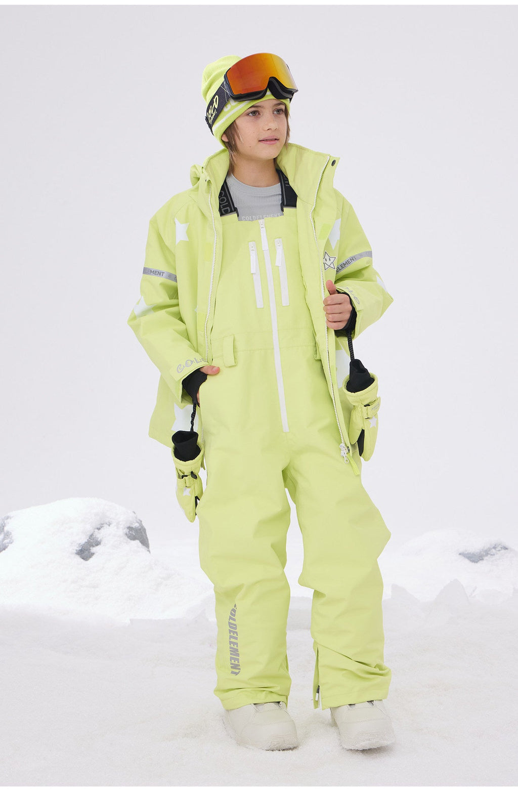 Kids' Star-Pattern Waterproof Ski Shell Jacket