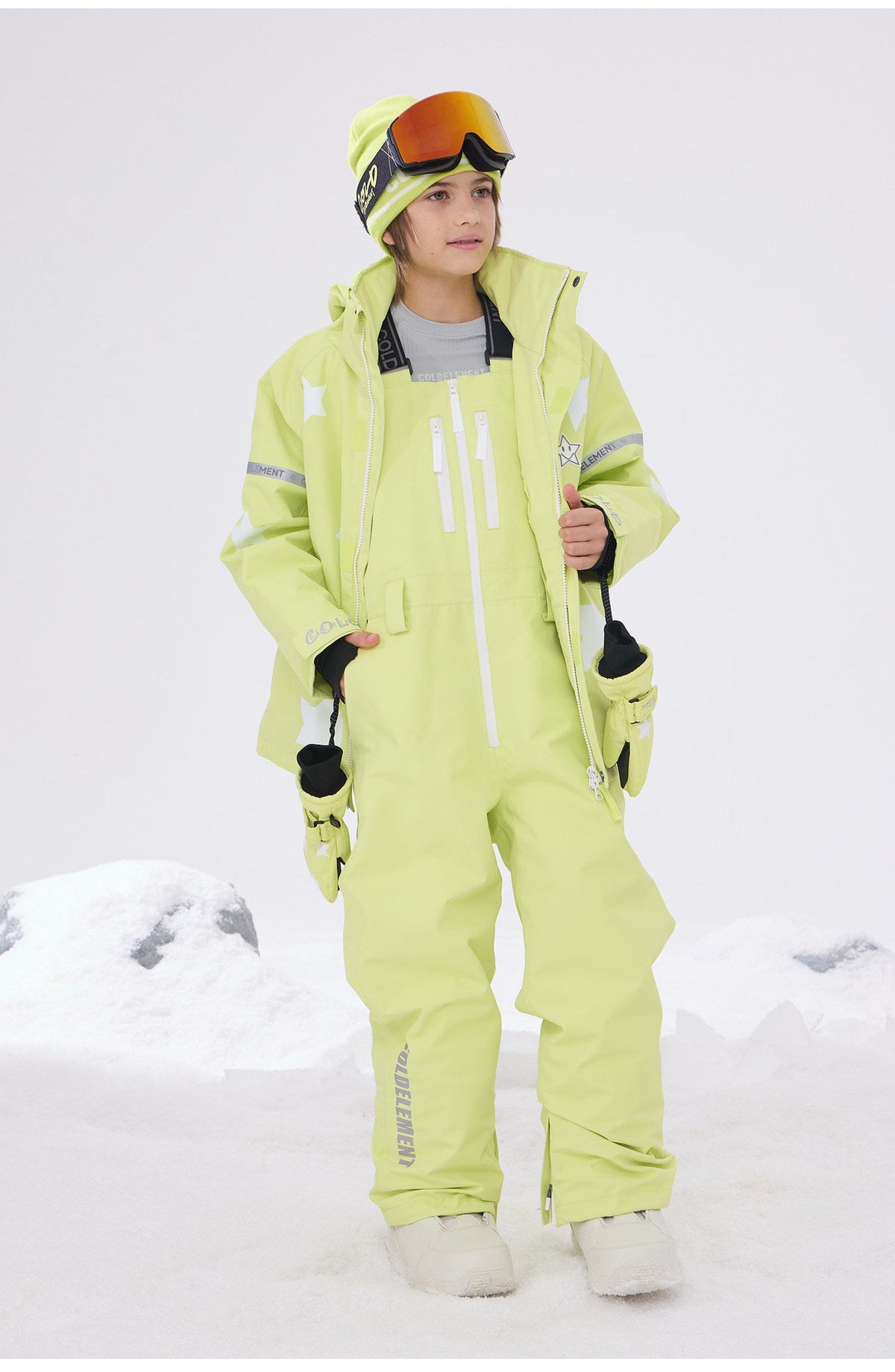 Kids' Star-Pattern Waterproof Ski Shell Jacket