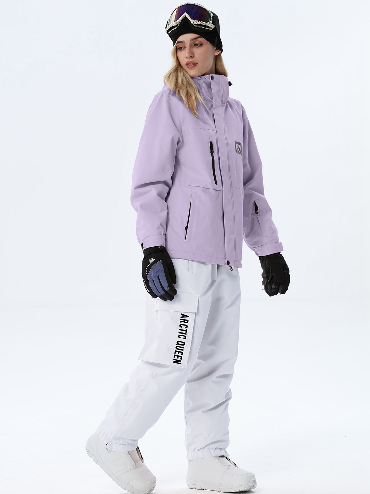 Women's Hooded Ski Jacket and Bib Overalls Combo