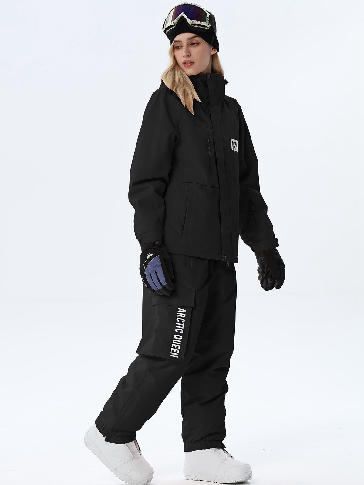 Women's Hooded Ski Jacket and Bib Overalls Combo