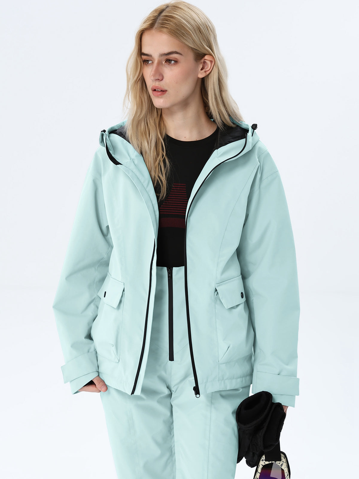 Women's Hooded Utility Snow Set with Flap Pockets