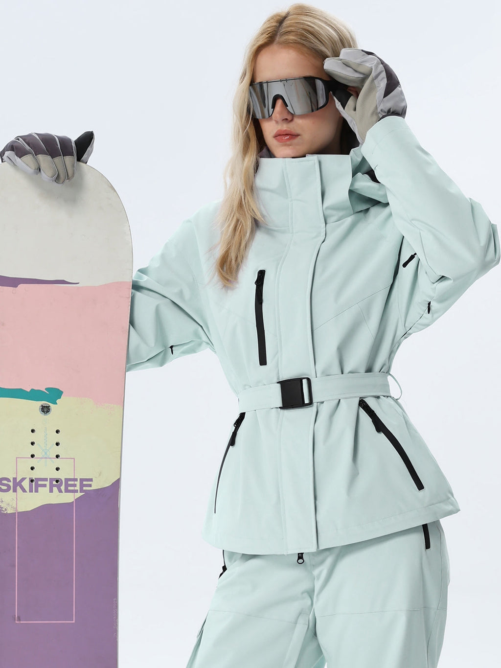 Women's Coordinated Belted Snow Jacket and Pants