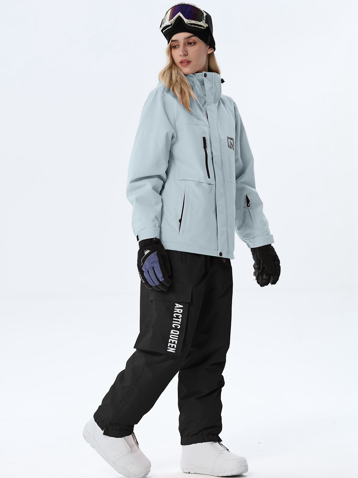 Women's Hooded Ski Jacket and Bib Overalls Combo