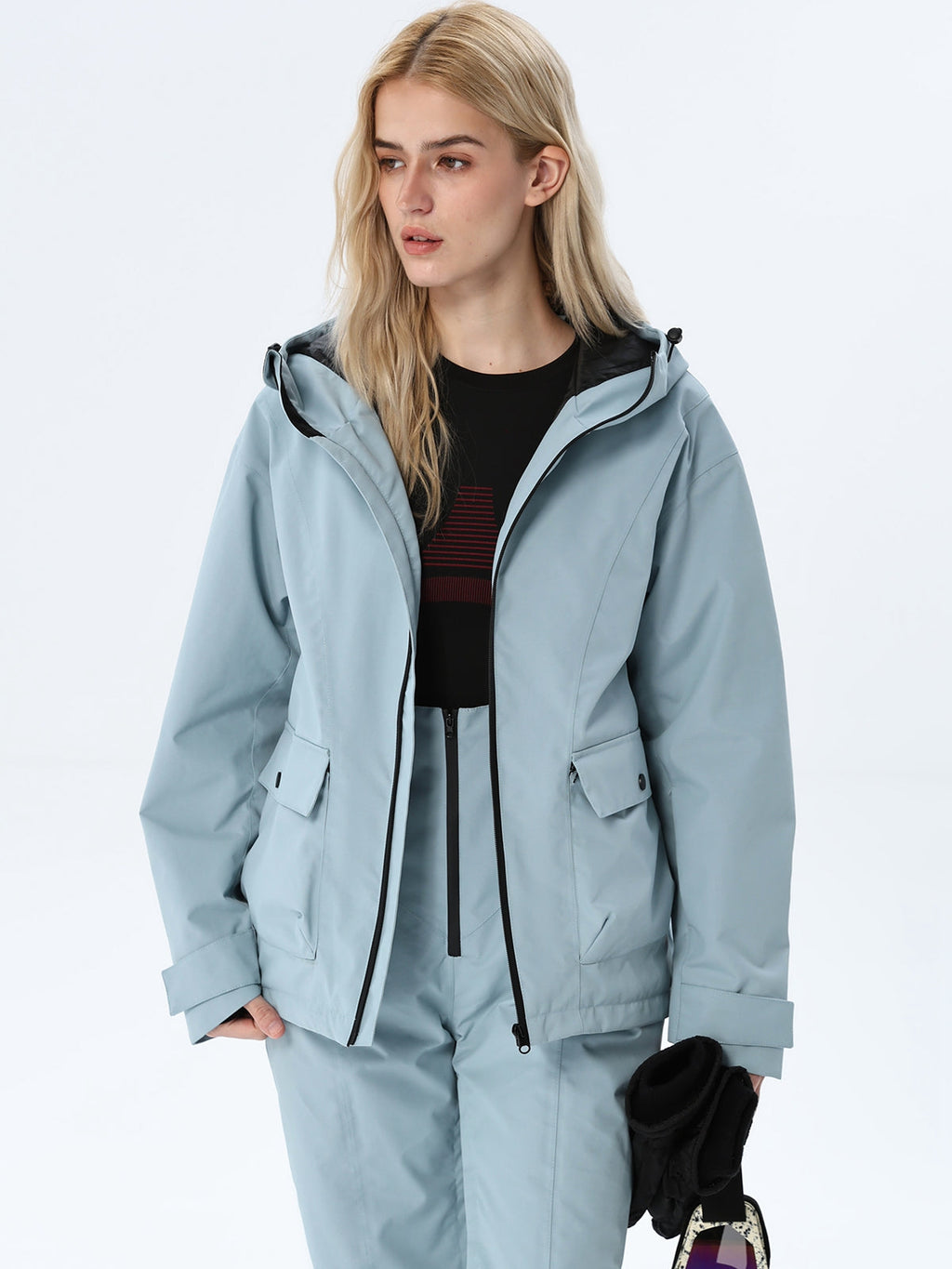 Women's Hooded Utility Snow Set with Flap Pockets