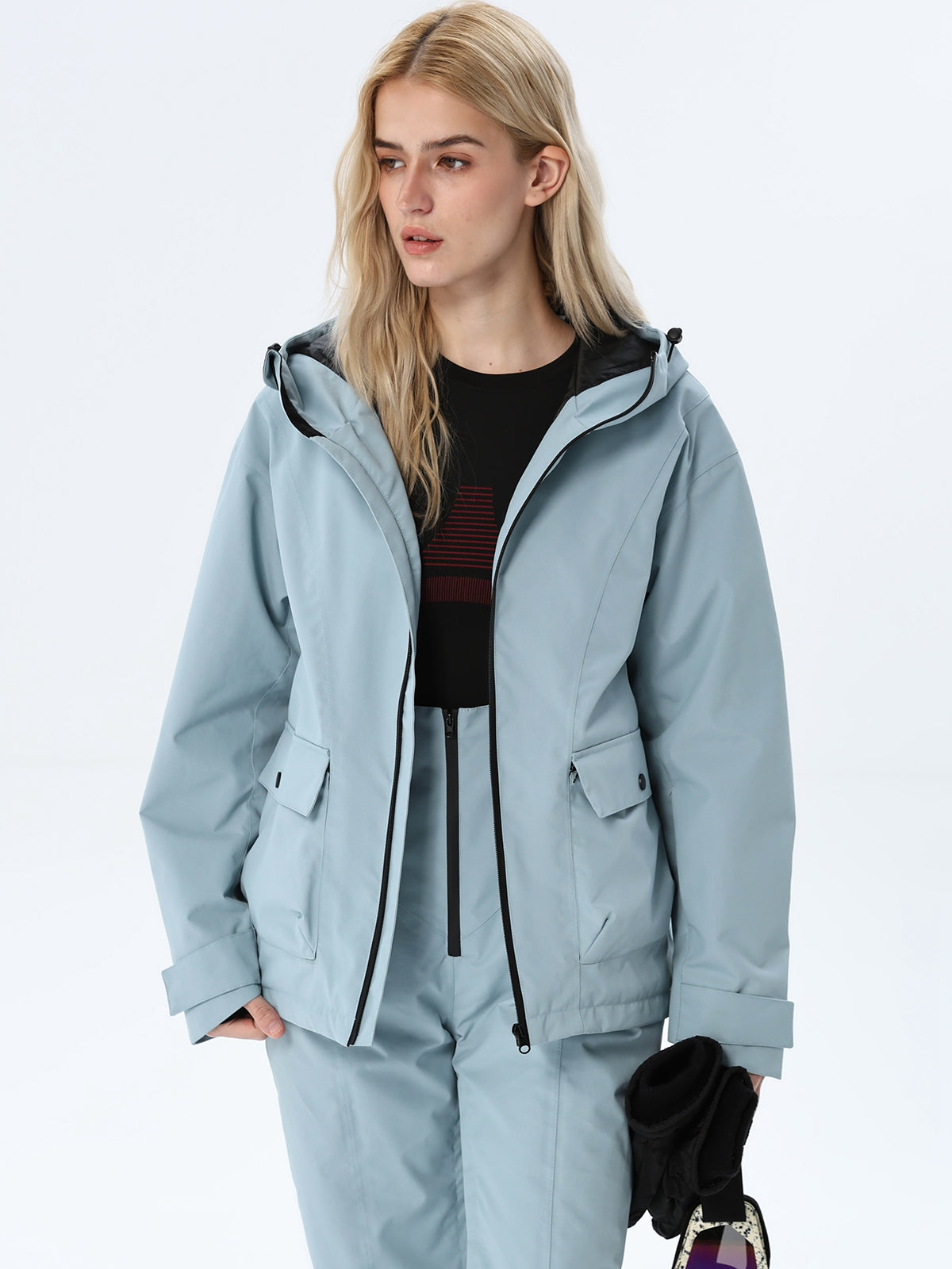 Women's Hooded Utility Snow Set with Flap Pockets