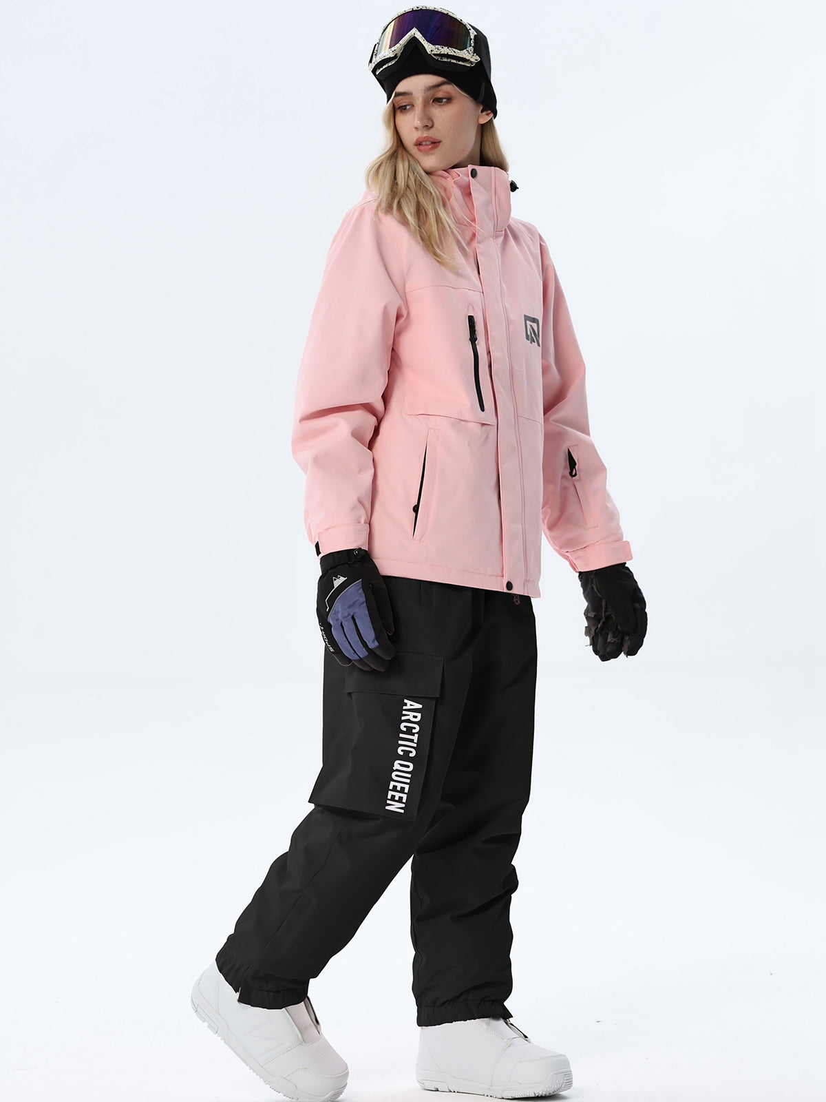 Women's Hooded Ski Jacket and Bib Overalls Combo