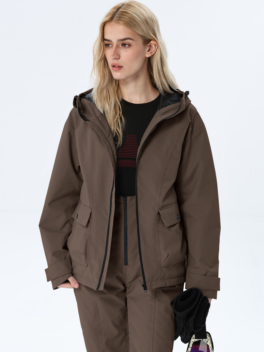 Women's Hooded Utility Snow Set with Flap Pockets