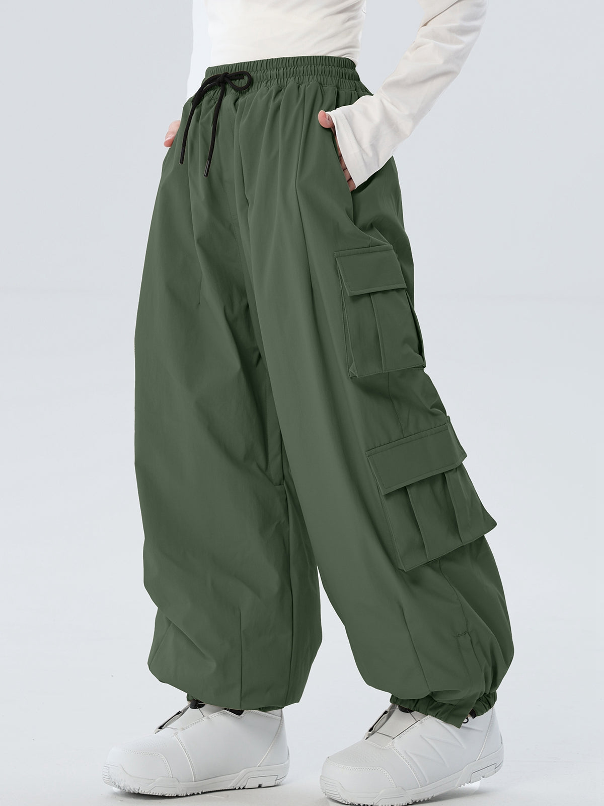 Women's Drawstring-Waist Baggy Snow Pants
